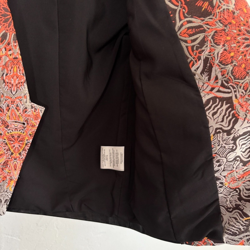Helmut Lang Lamb Leather Jacket Women Size 2 Black Neon Jacquard - Picture 7 of 11
